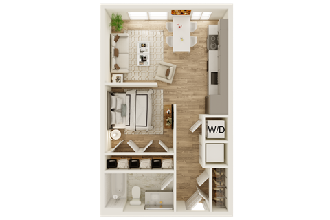 Floor plan for studio, 1 bath, 494 sqft